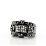 Men's Black Gold Ring with Invisible Set Diamonds